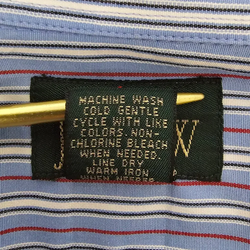J. Crew Oarsman Label Vintage 90s Dress Shirt Men 16 -35 Blue Red White Striped